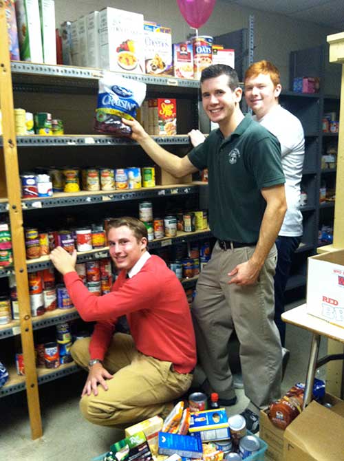 Students in the food pantry